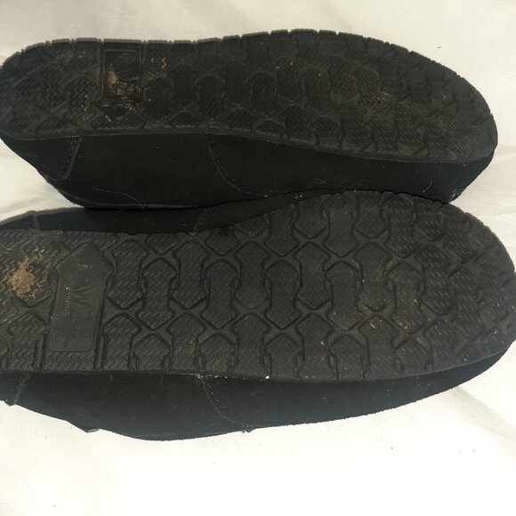 PAWZ BEARPAW BLACK LEATHER SLIPPERS SLIP ON SHEEPSKIN LINED-MENS SIZE 9 - Picture 6 of 7